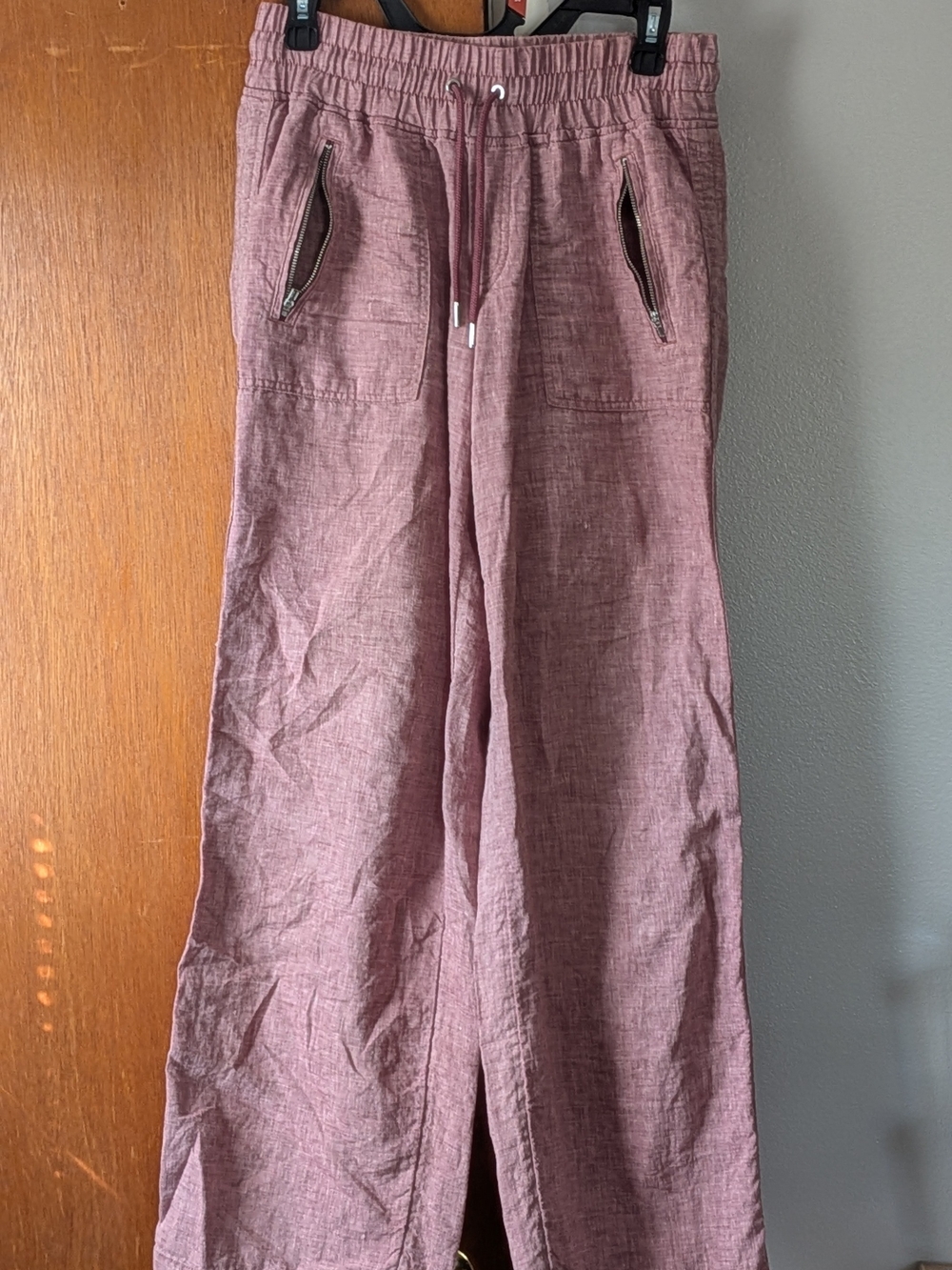 Athleta Dusty Rose Linen-Blend Wide Leg Pants Size 6
